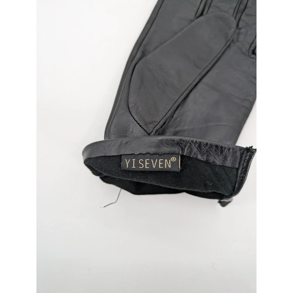 YISEVEN Leather Gloves Black Women's Size 7.5